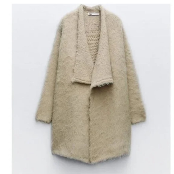 Zara Brushed Wool Open Cardigan Sweater Size Small oversized NWT $119 - Picture 3 of 3
